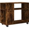vidaXL Tavolino con Ruote Rovere Fumo 70x35x60 cm in Truciolato