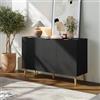 [en.casa] Credenza Nand Madia con 3 Ante Scanalate 120x40x76 cm Nero
