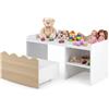 COSTWAY 2 in 1 Scrivania in Legno per Bambini con Contenitore, Naturale