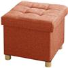BRIAN & DANY Pouf pieghevole con vano portaoggetti, a cubo con coperchio per soggiorno, camera da letto, dormitorio, arancione, 38 x 38 x 38 x 38 cm