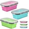 VIVIIHOO 3 Piezas Fiambrera Plegable, Tupperware Plegable con Tapa, Tartera Plegable y BOL, Ahorra Espacio para Trabajo, Viajes, Camping