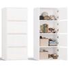 CDF Credenza Alta Armadio 4 Ante 50 cm Bianco con Ripiani Senza Maniglie | Credenza alta, mobile stretto, vani chiusi, per soggiorno e ingresso, per cucina e ufficio, organizzazione casa