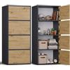CDF Credenza Alta Armadio 4 Ante 50 cm Rovere Artisan con Ripiani | Credenza alta, struttura stretta, vani chiusi, per soggiorno e ingresso, per cucina e ufficio, organizzazione casa