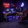 Homidea Arena - Scrivania da gaming a forma di L, scrivania angolare per gamer e ufficio, grande tavolo per computer, design moderno (Antracite-Rovere)
