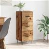 LoogCape Credenza in legno anticato, 34 x 34,5 x 90 cm, moderna cassettiera con 3 cassetti, per soggiorno, sala da pranzo, corridoio, ufficio