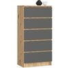 AKORD Cassettiera K60 con 5 Cassetti | Credenza Alta | Moderna Mobiletto per Soggiorno Sala da Pranzo Camera da Letto Corridoio Bagno | Armadio Cameretta | 60x121x40 cm, 39kg | Rovere Artigianale