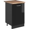 Vicco Mobiletto base cucina R-Line, Nero lucido/Antracite 50 cm | 1 Anta · Piano di lavoro incl. · Piedini regolabili in altezza · 1 Ripiano · ✓ Liberamente combinabile