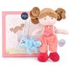 Jolijou - La mia prima bambola Miss Coriandoli 20 cm - Bambola in tessuto con tuta rosa e peluche blu - ideale fin dalla nascita - presentato in confezione regalo splendidamente illustrata - JJ6063