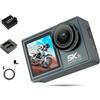 BJdfgE NUOVA Action Camera 5K 4K 60FPS WiFi Anti-shake Doppio schermo 170 ° Grandangolo 30 m Macchina fotografica sportiva impermeabile con telecomando(AT-M40R -C)