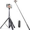 ATUMTEK 165 cm Asta Selfie con Telecomando Bluetooth Rimovibile, Treppiede Smartphone estensibile per iPhone e Android, Registrazione Video, Blogage, Streaming in Diretta, Nero