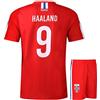 Kingdo Kit da Calcio Norvegia Haaland - Bambino e Adulto - Ragazzi - Divisa da Calcio - Regali per Il Calcio - Abbigliamento Sportivo - Taglia 140