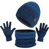 TAGVO 3in1 Inverno Berretto Scaldacollo Guanti Set,Ultra Morbido Elastico Addensare Caldo Pile Fodera Cappello in Maglia Berretto Sciarpa,3 Dita Guanti Touch Screen,Coordinati Invernali da Uomo Donna