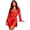comeondear Lingerie Donna Camicia da Notte in Pizzo Babydoll Vestaglia Scollo a V Accappatoio con G-String Cintura Taglie Forti