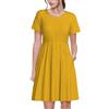 ZhRiYan Abito da donna a maniche corte, con stampa completa, colore giallo senape, scollo rotondo, comodo per l'estate, casual o da spiaggia, Nero, 3XL