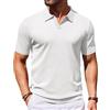 Coofandy Polo da Uomo in Maglia con Scollo a V, Maniche Corte, Polo Elasticizzata Casual da Golf, Bianco, L