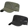 HIQIU 2 cappelli militari da uomo - Regolabile Flat Top Basecap Uomo Estate Militare Traspirante Army Cap Mesh Sport Cap