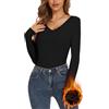 SERSARY Maglia Termica Donna Manica a Maniche Lunghe - Maglie Termiche con Scollo a V e Pizzo - Intimo Termico Invernale Elegante - Magliette Maniche Lunghe Donna Traspirante