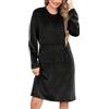 Vlazom Camicia da Notte Invernale Donna Flanella Lunga con Tascone Morbida | Flanella Morbida e Calda, Grande Tasca Ventrale Pratica, Scollo Rotondo Comodo, Disponibile in Più Colori
