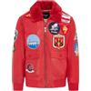Infinity Leather Giubbotto Bomber da Uomo in Pelle con Collo e Toppe in Pelle di Pecora Stile Top Gun Air Force A2 Flight