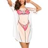 Wedhapy Magliette bikini da donna maglietta bikini divertente magliette a maniche corte da donna maglietta ampia e carina copricostume in morbido cotone per la spiaggia taglia XL