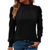 LUYAA Camicie a maniche lunghe a sbuffo da donna top elegante casual con volant collo a lupetto polsini camicette, nero, S