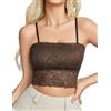 Avidlove Bralette da donna in pizzo con spalline sottili, Marrone, S