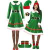 EHOTER Costume da elfo di Natale, da donna, a maniche lunghe, in flanella, per cosplay, feste di Natale, feste in velluto, costume da Babbo Natale, cosplay, per feste di Natale