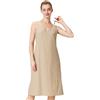 BEAUTELICATE Abitino Sottoveste Donna Cotone Vintage Sottogonna Lunga Scollo a V Sexy Camicia da Notte Estiva Spalline Regolabili Lingerie (Nude - Lunghezza Midi, S)