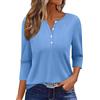 Onsoyours Maglietta Donna Manica a 3/4 Scollo a V Bottoni Tshirt Estiva Maglia a Maniche Tre Quarti Casual Top Basic T-Shirt