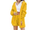Generic Pigiama Pantaloni Donne Donne Pigiama Tre Pezzi Gilet Pantaloncini Giacca Peluche Pigiama Tre Pezzi Set, Giallo, XL