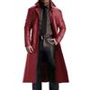 Generic Cappotto in Pelle Integrale Maschile, Pelle Nera Maschile Classica Trench Lunghe Lunghezza Rossa Marrone