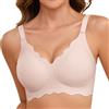 TOMEEK Reggiseno Senza Ferretto Donna Reggiseni Senza Cuciture Comodo Reggiseno Push Up Imbottito Bralette Cinghie Regolabili Comfort Spalline Removibili(Rosa,XL)