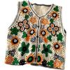BOGEEL Gilet da donna lavorato a maglia all'uncinetto con perline floreali con bottoni crop top
