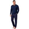 HEYO - Pigiama lungo da uomo, 100% cotone, set da due pezzi, a maniche lunghe, pantaloni lunghi a scacchi