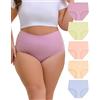 OEIOEI Mutandine da donna taglie forti maxi slip in cotone intimo a vita alta mutandine 16-32 confezione da 5