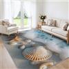 Générique Tappeto decorativo 160 x 230 cm Minimalista Spiaggia Conchiglia Onda Oceano per Soggiorno, Bordo del Mare Moderno Moquette Lavabile - Blu Chiaro Tappeto Antiscivolo per Camera da Letto Ufficio Sala