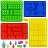 Huahuanghui 4 Pezzi Stampi in Silicone a Forma di Cubo e Personaggi, Stampo Colorati per Cioccolato, Cubetti di Ghiaccio, Dessert, Muffin, Sapone Fai da Te e Pasticceria, Facili da Sformare