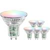 Ledvion - 6X Smart RGB+CCT GU10 LED Spot, 5W, 345 Lumen, Dimmerabile, Wifi-Illuminazione, Wifi-luce, Alexa & Google Home