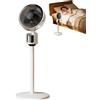 Generic Ventilatore da terra, 2026, silenzioso, con motore CC con oscillazione di 90°, 3 velocità, altezza regolabile e porta USB, ventola di raffreddamento a piedistallo a basso rumore da 30 dB per camera da