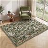 TOPICK Tappeto Salotto 120x160cm Arancione‑verde Vintage Moderno | pelo corto, morbido, antiscivolo, lavabile, grande, facile da mantenere, adatto per camera da letto, sala, cucina e ufficio