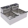 Quenoxo Friggitrice monocilindrica commerciale, 2 cestini, 3,2 kW, 12,7 QT, in acciaio inox, per ristoranti e snack, antiruggine