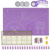 INTLMATE Tappetino da taglio A3 per tessuti, con tappetino da taglio autorigenerante da 43,2 cm, taglierina rotante da 45 mm con 3 lame di ricambio, righello per trapuntatura in acrilico, righello per