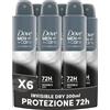Dove Men+Care Deodorante Spray Advanced Care Invisible Dry, Antitraspitrante Uomo, Protezione Fino a 72 Ore con 1/4 Crema Idratante, Formula Anti-Alone e Anti-Macchia, 6x200ml