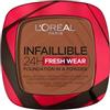 L'Oreal Paris L'Oréal Paris, Infaillible 24H Fresh Wear Foundation Powder - Fondotinta in polvere impermeabile ad alto potere coprente, con finish opaco e tenuta 24 ore, tonalità n. 375 Deep Amber, 1 x 9 g