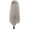 HUSHUI Parrucche Dritte Lunghe, Parrucca per Capelli Sintetici di Parte Media con la Pila Incorporato, Alta densità Resistente Al Calore per le Donne Cosplay Ad Uso Quotidiano (Silver White)