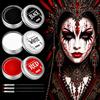 HONGECB 150g Trucchi Halloween per Trucco Viso in Bianco Nero Rosso, Pittura Viso Nero Bianco Rosso Per Halloween, Halloween Clown Zombie Trucco, Trucchi Halloween Bambini, per Carnevale, trucco joker