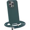 MyGadget Cover per iPhone 15 Pro - Custodia con Corda - Case con Cordino Opaca Antiurto/Bumper con Laccio/Tracolla - Practical Stylish per Collo Verde scuro