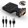 Hilacini Adattatore VGA a HDMI, convertitore VGA maschio a HDMI femmina, 3 pin ARGB con audio 1080p, cavo di conversione video e audio per PC TV Monitor proiettore, compatibile con Windows
