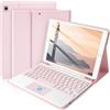 SOPPY Custodia con Tastiera per iPad con Touchpad, Tastiera Inglese Bluetooth per iPad 10.2 9a Generazione/8a Gene/7a Gene, iPad Air 3, iPad Pro 10.5 2017, Tastiera Staccabile - Rosa