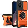 HAONANDE custodia per Motorola Moto G53 5G/Moto G13 4G/Moto G23 4G con ring stand magnetico, cover militare antiurto con protezione fotocamera scorrevole compatible with MagSafe Arancione